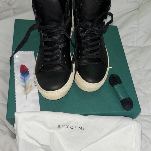 Buscemi WoMen's Black 125MM Leather High-Top Sneakers Shoes Size US 7 - Picture 11 of 13